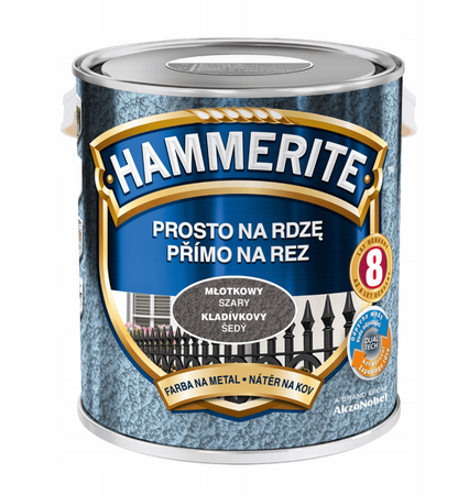 Farba HAMMERITE Prosto na rdzę szary młotkowy 0,7 L