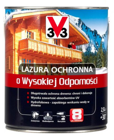 Lazura ochronna V33 o wysokiej odporności ciemny dąb 0,75L 