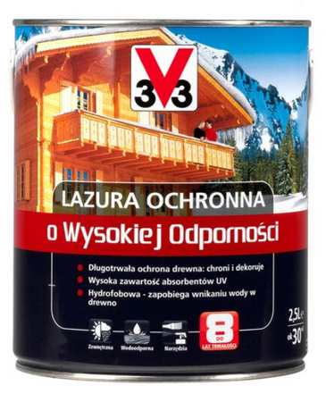 Lazura ochronna V33 o wysokiej odporności mahoń 5L