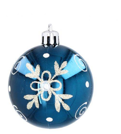 Bombki choinkowe komplet 8 szt bombek plastikowych 6cm niebieskie 3 motywy