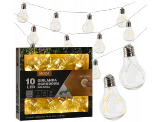 Girlanda ogrodowa2+1,8m solarna MOZA 10 LED ciepły biały