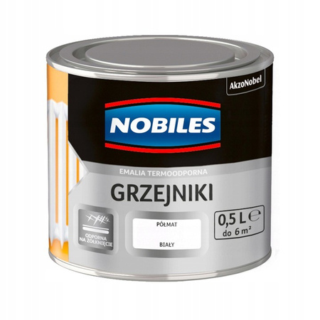 Farba NOBILES termoodporna do grzejników kaloryferów Biały Półmat 0,5 L