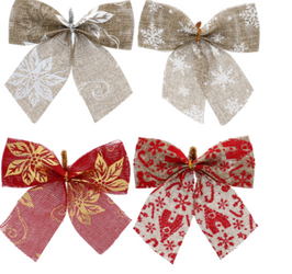 Komplet 3 Kokardek Bożonarodzeniowa 12cm czerwony, lub natural