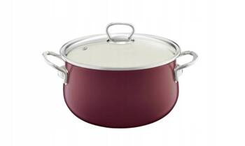 Garnek z pokrywką EMALIA OLKUSZ PYZA 3,6L 22cm bordo