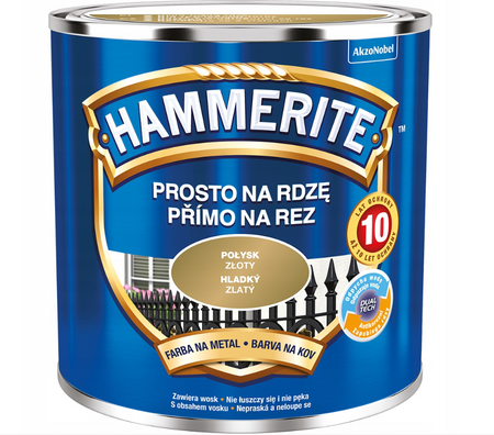 Farba HAMMERITE Prosto na rdzę złoty połysk 0,25L