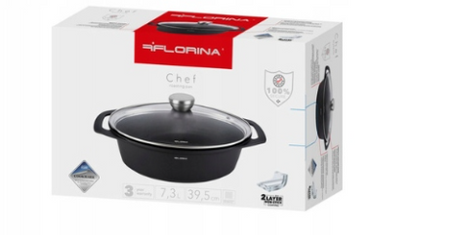 Brytfanna aluminiowa FLORINA CHEF z pokrywką 39,5cx28x12m 7,3L