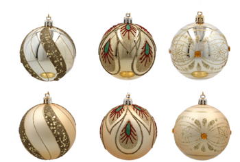 Bombki choinkowe komplet 6szt 8cm różne wzory złote