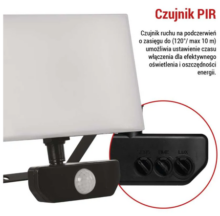 Naświetlacz LED TAMBO z czujnikiem PIR, 30 W, 3000 lm, czarny