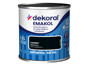 Farba olejno-alkidowa DEKORAL EMAKOL STRONG czarny mat 0,2L