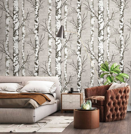 Tapeta w rolce - Las Brzozowy - zmywalna na fizelinie 10,05m x 0,53m