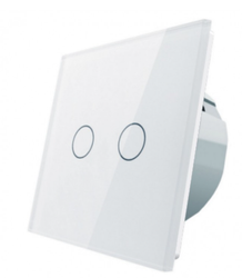 Włącznik dotykowy szklany MASTER LED podwój.biały