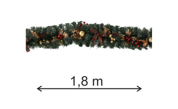 Girlanda Bożonarodzeniowa 1,8m czerwona -złota