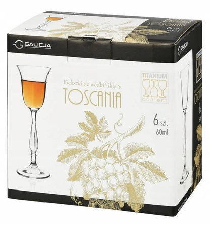 Komplet kieliszków do wódki i likieru GALICJA Toscania60ml 6szt.