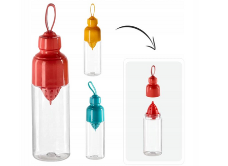 Butelka plastikowa z wyciskaczem 600ml różne kolory
