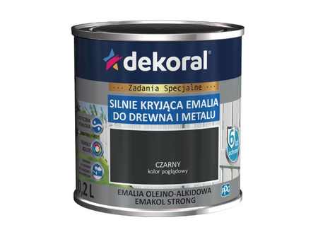 Farba olejno-alkidowa DEKORAL EMAKOL STRONG czarny połysk 0,2L