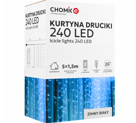 Kurtyna druciki 240 LED zimny biały 5x1,5m