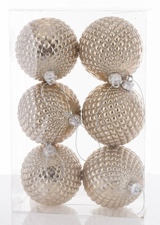 Bombki choinkowe komplet 6 szt plastikowe 8cm złote