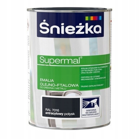 Farba olejno-ftalowa ŚNIEŻKA SUPERMAL antracytowy połysk 0,8L