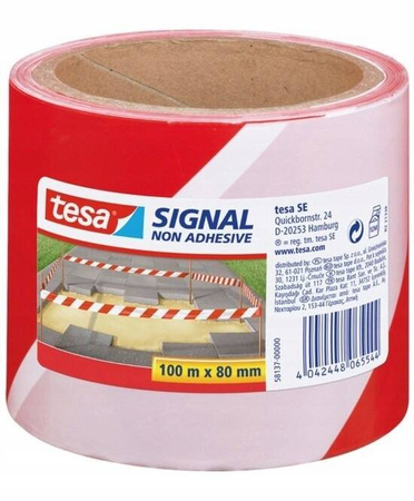 Taśma ostrzegawcza bez kleju obustronna TESA 100m x 80mm