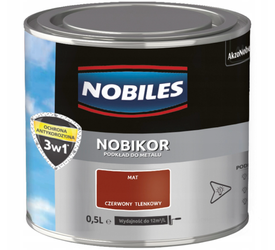Farba podkładowa do metalu NOBILES NOBIKOR czerwona tlenkowa 0,5L