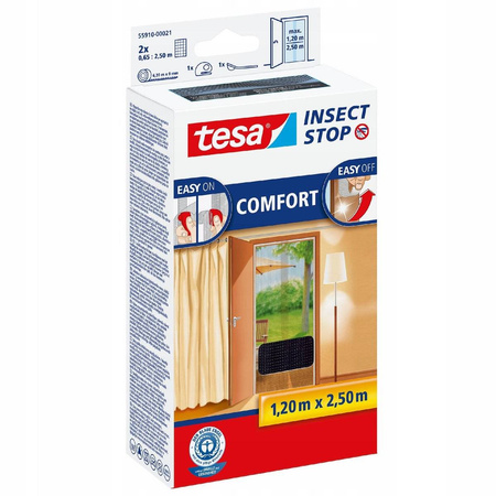Moskitiera TESA Comfort Do Drzwi 1.2m x2,5m czarna