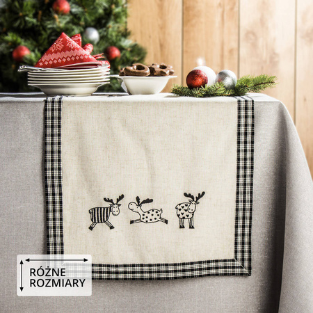 Obrus świąteczny Bożonar. NIKO 40x180 renifery