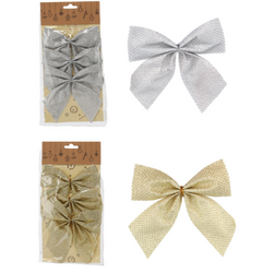 Komplet 3 Kokardek Bożonarodzeniowa 13cm złote lub srebrne