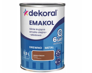 Farba olejno-alkidowa DEKORAL EMAKOL STRONG orzech średni połysk 0,9L