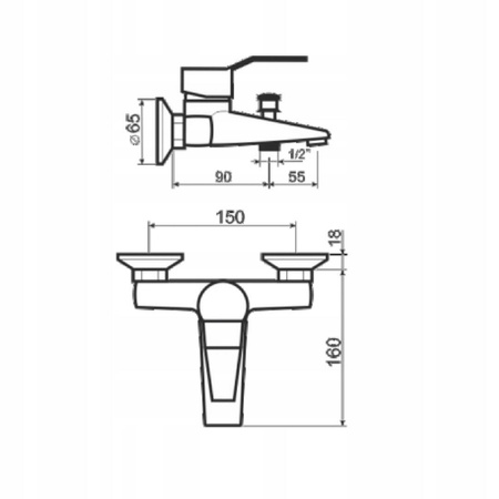 Bateria wannowo-prysznicowa ścienna LIVENO VESTO ARM-VESTO-2