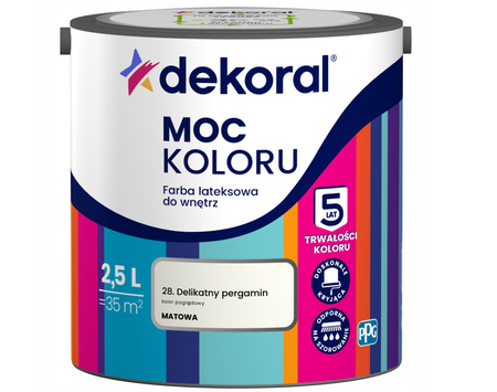 Farba lateksowa DEKORAL MOC KOLORU delikatny pergamin 2,5L
