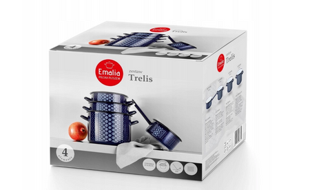 Komplet garnków emaliowanych TRELIS 4elementy