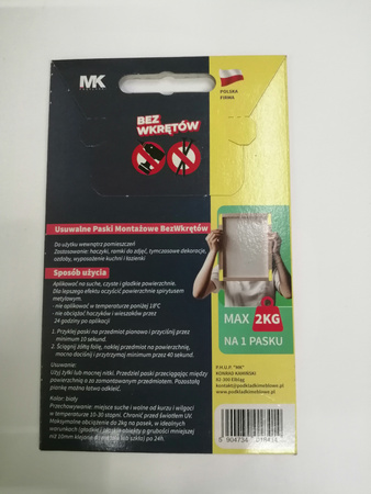 Paski montażowe MK samoprzylepne usuwalne 10szt