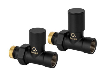 Zestaw zaworów grzejnikowych prosty DIAMOND PN-M-75002 DN15 (1/2) czarny