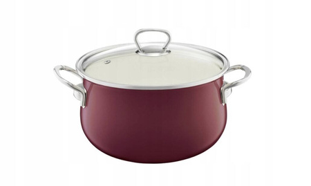 Garnek z pokrywką EMALIA OLKUSZ PYZA 1,3L 16cm bordo