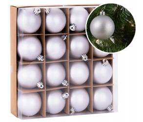 Komplet bombek 16szt plastikowe 6cm srebrne