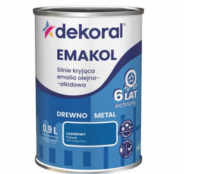 Farba olejno-alkidowa DEKORAL EMAKOL STRONG lazurowy połysk 0,9L