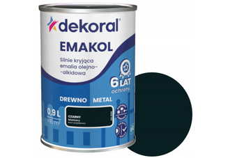 Farba olejno-alkidowa DEKORAL EMAKOL STRONG czarny mat 0,9L