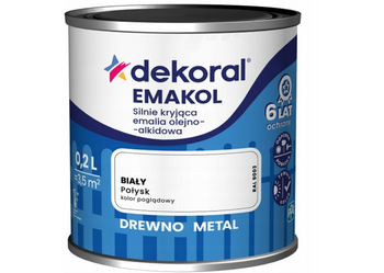 Farba olejno-alkidowa DEKORAL EMAKOL STRONG biały połysk 0,2L