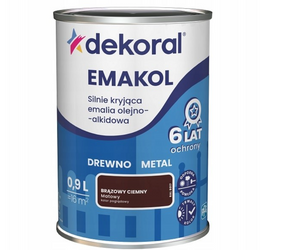 Farba olejno-alkidowa DEKORAL EMAKOL STRONG  brązowy ciemny mat 0,9L