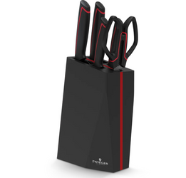 Zestaw 4 noży i nożyczki w bloku ZWIEGER RED LINE 6 elementów