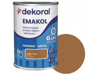 Farba olejno-alkidowa DEKORAL EMAKOL STRONG orzech jasny połysk 0,9L