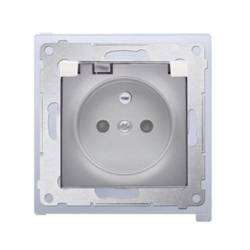 Gniazdo bez uziemienia z uszczelką SIMON 54 Premium DGZ1BZ.01/43A srebrny mat