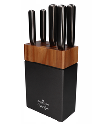 Blok akacjowy z zestawem noży ZWIEGER Darque 5 noży