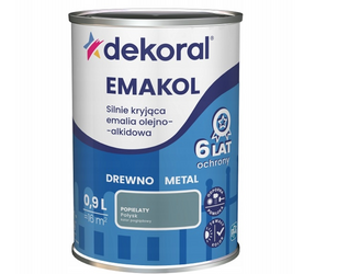 Farba olejno-alkidowa DEKORAL EMAKOL STRONG popielaty połysk 0,9L