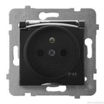 Gniazdo z uziemieniem bryzgoszczelne OSPEL ARIA czarne IP44