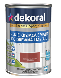 Farba olejno-alkidowa DEKORAL EMAKOL STRONG czerwony karminowy połysk 0,9L