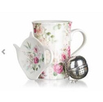 Kubek z zaparzaczek i spodkiem BANQUET ROSE 340ml