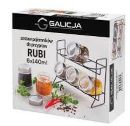 Zestaw pojemników na przyprawy GALICJA Rubi 6x140ml