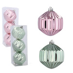 Bombki choinkowe komplet 3szt. bombek plastikowych 8cm mięta róż