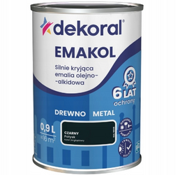 Farba olejno-alkidowa DEKORAL EMAKOL STRONG czarny połysk 0,9L